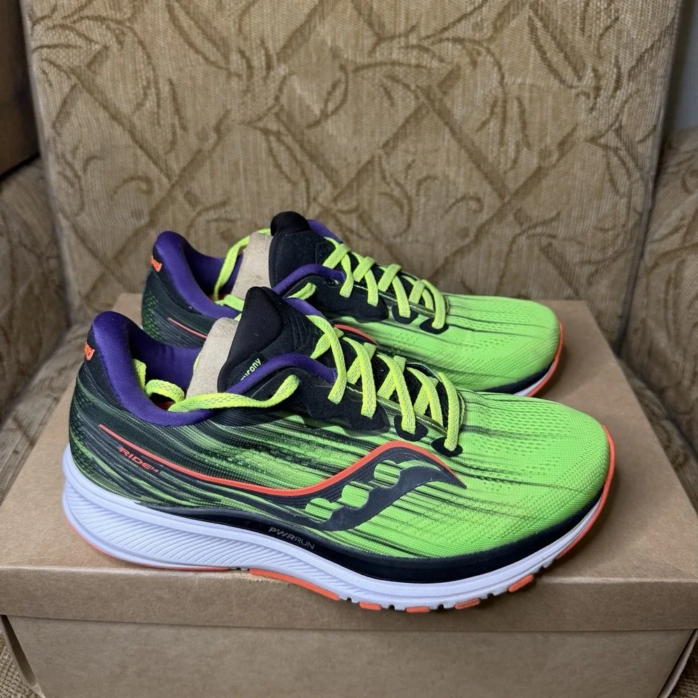 Saucony Ride 14 Green ViZiPRO S10650-65 Women's Size 8 Running Shoes
